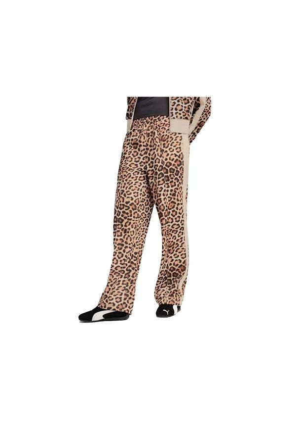 Spodnie Puma Model Leo Luxe Aop Straight P Kolor Nadruk Zwierzęcy. Kolor: beżowy. Materiał: tkanina. Wzór: motyw zwierzęcy, nadruk. Sport: fitness