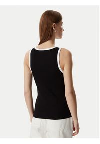 Karl Lagerfeld - KARL LAGERFELD Top B2W17003 Czarny Slim Fit. Typ kołnierza: dekolt w karo. Kolor: czarny. Materiał: bawełna #4