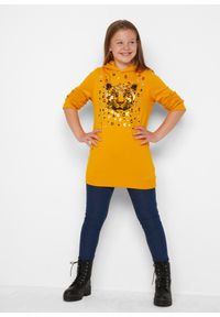 bonprix - Bluza z kapturem z bawełny organicznej. Typ kołnierza: kaptur. Kolor: pomarańczowy. Materiał: bawełna. Długość: długie. Wzór: nadruk. Styl: elegancki #2