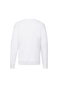 FRUIT OF THE LOOM - Lekki Męski Sweter Raglanowy. Kolor: biały. Długość rękawa: raglanowy rękaw