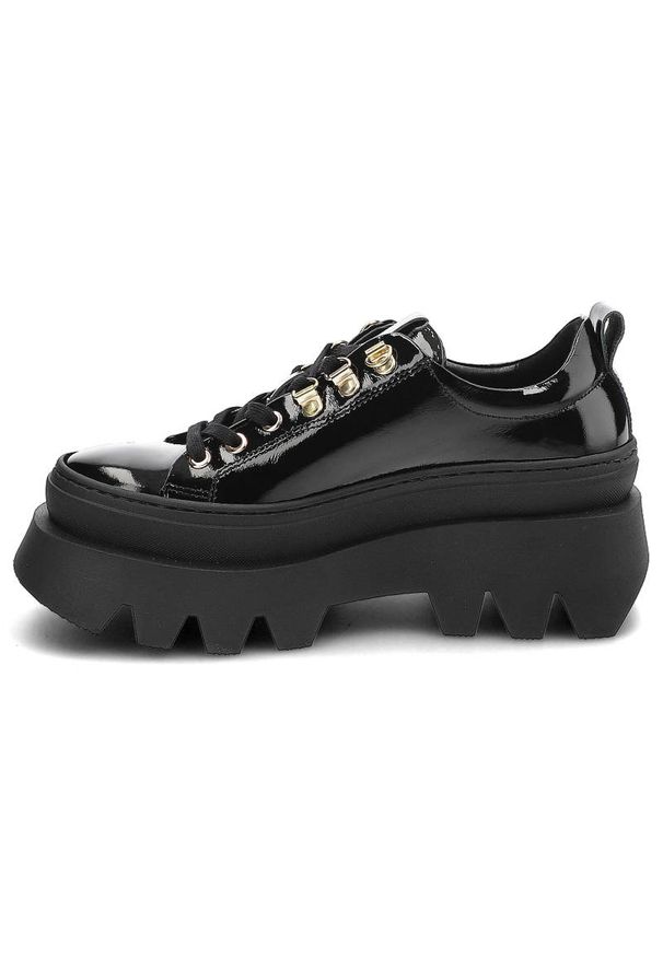 CheBello - Czarne Sneakersy Chebello Wygodne Skórzane Buty Damskie. Okazja: na co dzień, na spacer, do pracy. Kolor: czarny. Materiał: skóra. Szerokość cholewki: normalna. Obcas: na obcasie. Styl: sportowy, casual. Wysokość obcasa: niski