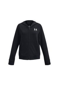 Bluza sportowa dziewczęca Under Armour UA Rival Terry FZ Hoodie - czarna. Kolor: czarny. Materiał: elastan, poliester, materiał. Wzór: gładki. Styl: sportowy