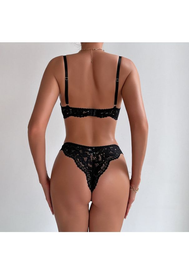 Intica - Komplet bielizny push-up z koronką Yanira. Kolor: czarny. Materiał: koronka. Wzór: koronka