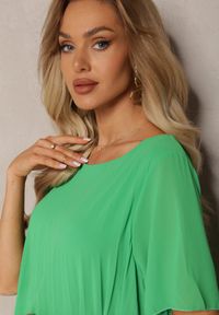 Renee - Zielona Plisowana Sukienka o Rozkloszowanym Kroju Orxiala. Kolor: zielony. Styl: elegancki #4