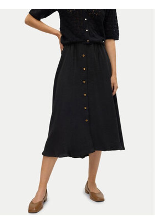 Vero Moda Spódnica midi Melaney 10304134 Czarny Regular Fit. Kolor: czarny. Materiał: syntetyk