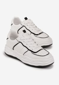 Born2be - Białe Sneakersy na Grubej Podeszwie z Modnymi Przeszyciami Persentha. Kolor: biały #3