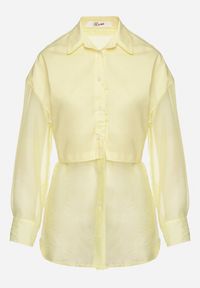 Born2be - Żółta Koszula z Transparentnymi Rękawami Silomea. Okazja: na co dzień. Kolor: żółty. Materiał: jeans. Wzór: aplikacja. Styl: casual #5