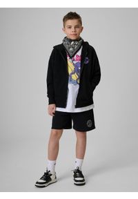 4f - 4F Spodenki dresowe chłopięce - czarne 146 (10-11 lat). Okazja: na co dzień. Kolor: czarny. Materiał: dresówka. Długość: krótkie. Sezon: lato. Styl: casual #1