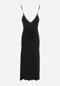 Born2be - Czarna Koktajlowa Dopasowana Sukienka z Broszką Kwiatkiem Vikanna. Typ kołnierza: kołnierz z falbankami, dekolt w kształcie V. Kolor: czarny. Długość rękawa: na ramiączkach. Wzór: kwiaty. Typ sukienki: dopasowane. Styl: wizytowy #4