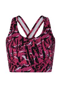 DARE 2B - Damski Biustonosz Sportowy Z Nadrukiem Zebry. Kolor: wielokolorowy, czerwony, różowy. Wzór: nadruk, motyw zwierzęcy #1