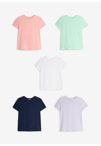 bonprix - T-shirt z czystej bawełny organicznej, (5 szt.). Kolor: niebieski. Materiał: bawełna. Styl: klasyczny #2