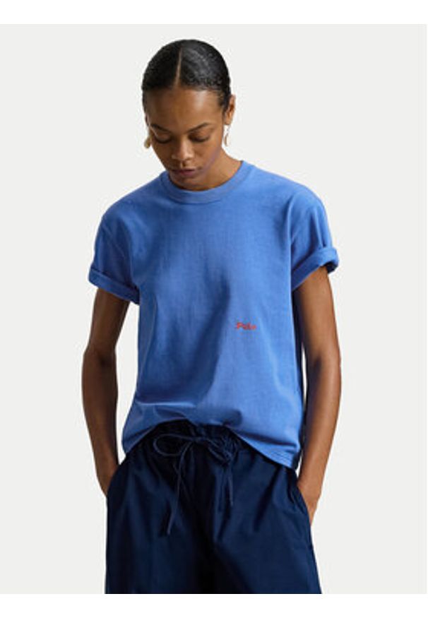 Polo Ralph Lauren T-Shirt 211A96263002 Niebieski Regular Fit. Typ kołnierza: polo. Kolor: niebieski. Materiał: bawełna