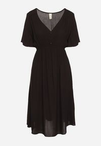 Born2be - Czarna Bawełniana Sukienka o Rozkloszowanym Fasonie Liranelle. Okazja: na co dzień. Typ kołnierza: dekolt w kształcie V. Kolor: czarny. Materiał: bawełna. Długość rękawa: krótki rękaw. Sezon: lato. Typ sukienki: rozkloszowane. Styl: elegancki, casual #3