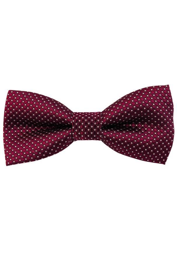 Modini - Bordowa mucha w kratę C5. Kolor: czerwony. Materiał: tkanina, poliester. Wzór: kratka. Styl: elegancki