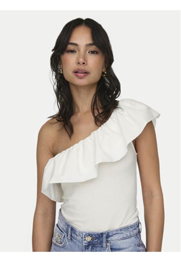 only - ONLY Bluzka Soffy 15320339 Biały Regular Fit. Kolor: biały. Materiał: bawełna