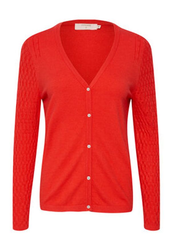 Cream Kardigan Crdela Cable Knit 10611771 Czerwony Straight Fit. Kolor: czerwony. Materiał: wiskoza