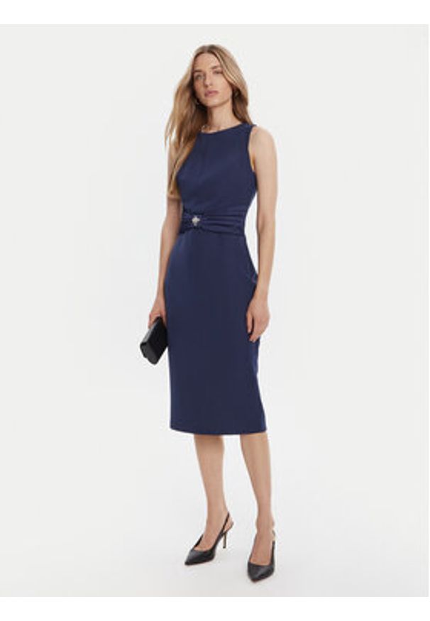 Rinascimento Sukienka koktajlowa CFC0125073003 Granatowy Slim Fit. Kolor: niebieski. Materiał: syntetyk. Styl: wizytowy