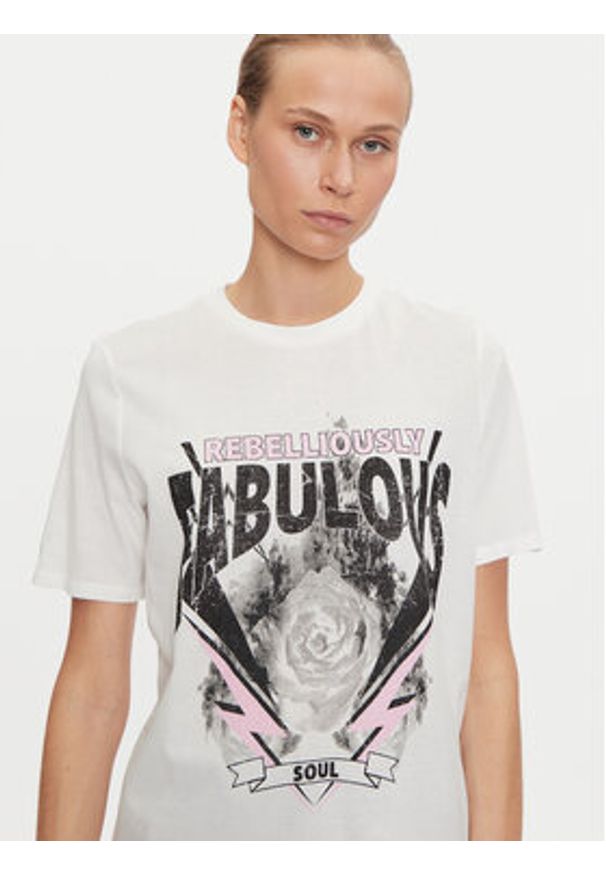 only - ONLY T-Shirt Lulu 15307345 Biały Regular Fit. Kolor: biały. Materiał: bawełna