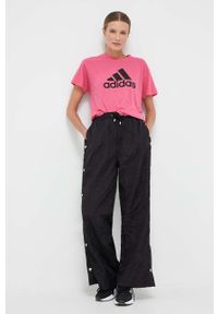Adidas - adidas t-shirt damski kolor różowy. Kolor: różowy. Materiał: włókno, dzianina, materiał. Styl: klasyczny #5