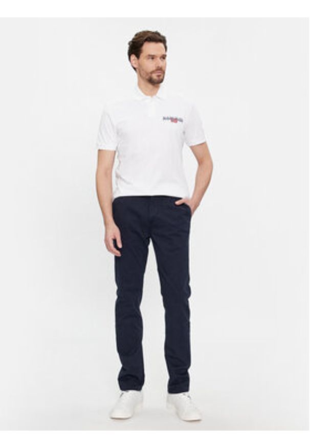 Napapijri Polo E-Aylmer NP0A4HTN Biały Regular Fit. Typ kołnierza: polo. Kolor: biały. Materiał: bawełna