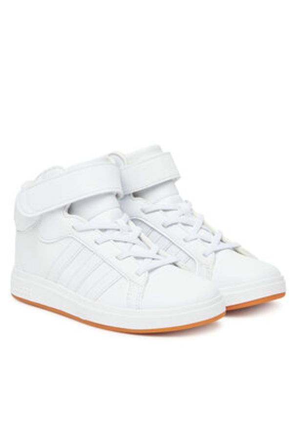 Adidas - adidas Sneakersy Grand Court Mid K JR0803 Biały. Kolor: biały. Materiał: skóra