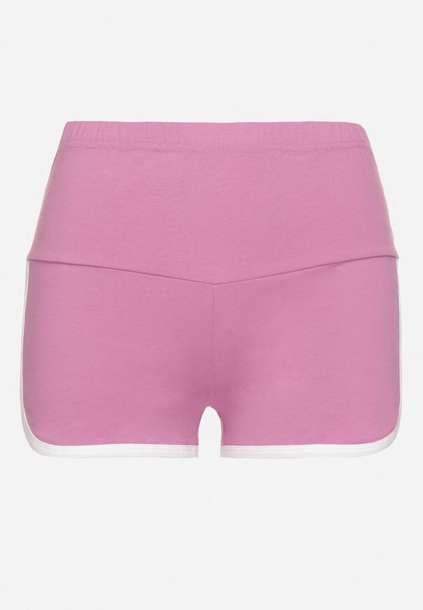 Born2be - Fioletowe Bawełniane Szorty Dresowe z Lamówką Lirevive. Okazja: na co dzień, na spacer. Kolor: fioletowy. Materiał: dresówka, bawełna. Styl: sportowy, klasyczny, elegancki, casual
