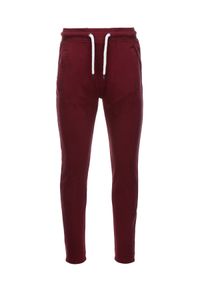 Ombre Clothing - Spodnie męskie dresowe bez ściągacza na nogawce - burgundowe V2. Kolor: czerwony. Materiał: dresówka #7