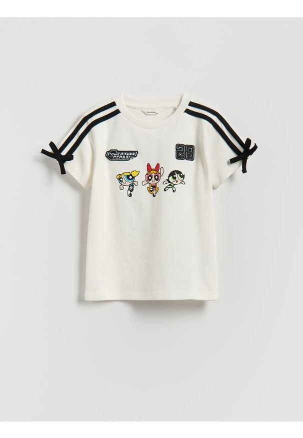 Reserved - T-shirt z nadrukiem Atomówki - złamana biel. Materiał: bawełna. Wzór: nadruk