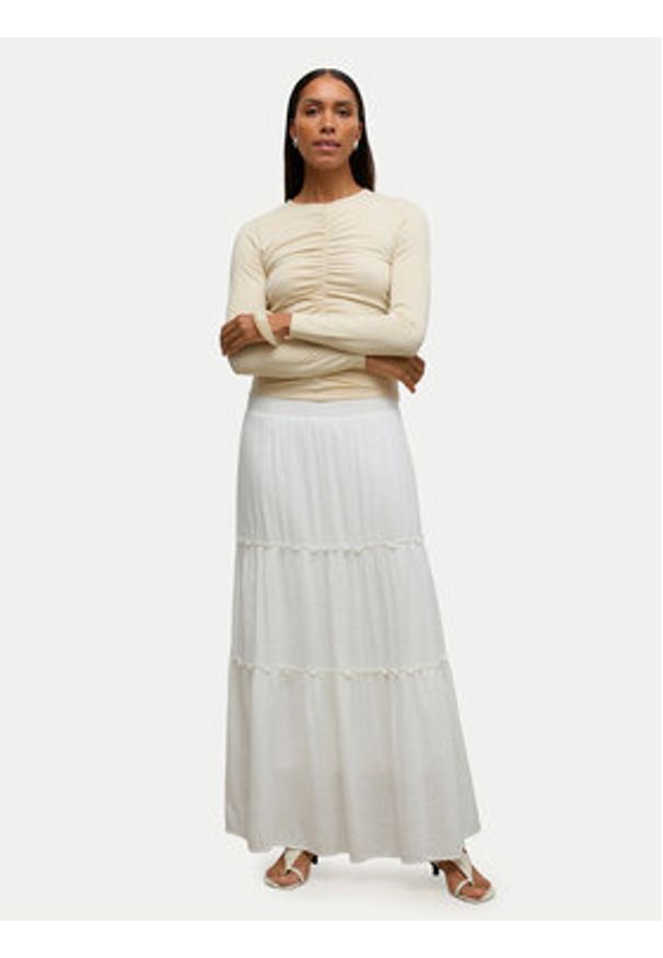 Vero Moda Spódnica maxi Keeley 10316487 Biały Regular Fit. Kolor: biały. Materiał: bawełna