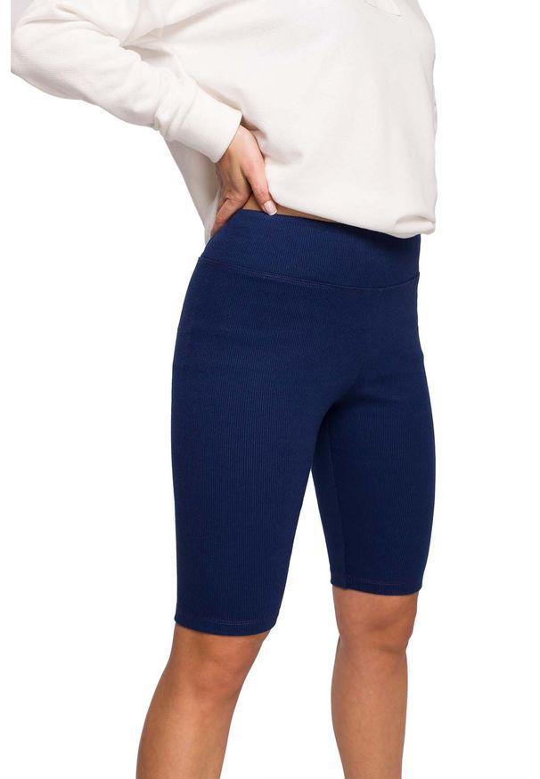 MOE - Legginsy Typu Kolarki - Atramentowe. Kolor: niebieski. Materiał: elastan, bawełna
