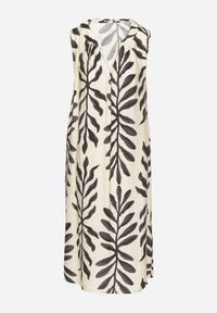 Born2be - Czarna Sukienka z Wiskozą Pudełkowa w Malowany Wzór Hiliona. Kolor: czarny. Materiał: wiskoza #6