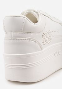 Born2be - Białe Sneakersy Vices na Grubej Podeszwie z Metalicznymi Wstawkami Nelesea. Okazja: na co dzień. Nosek buta: okrągły. Kolor: biały. Sezon: wiosna, lato #5