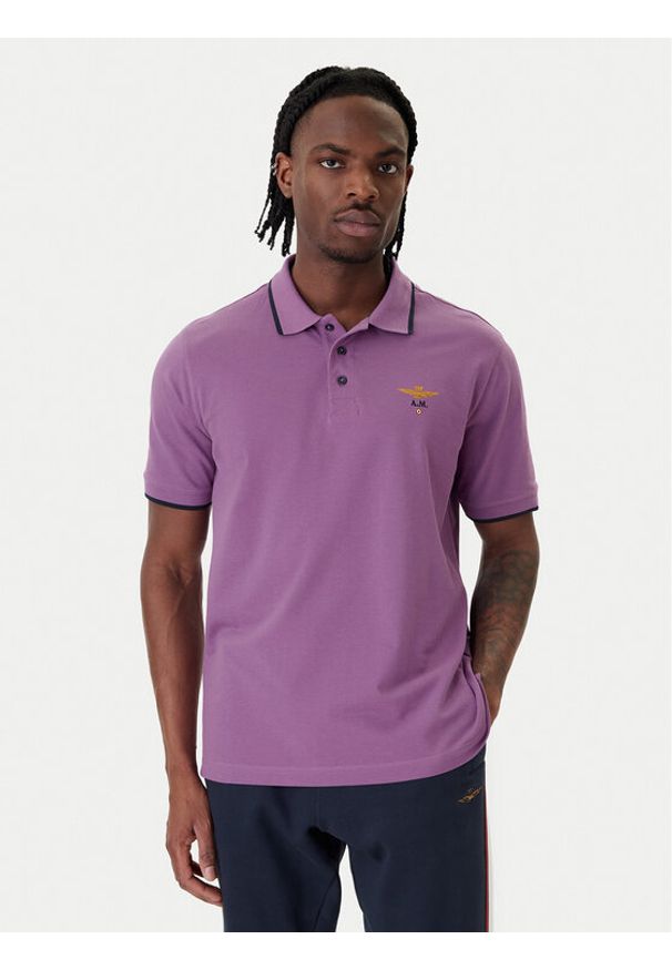 Aeronautica Militare Polo 261PO1308UP00082 Fioletowy Regular Fit. Typ kołnierza: polo. Kolor: fioletowy. Materiał: bawełna
