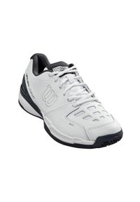 Buty do tenisa męskie Wilson Rush Comp Leder Allcourt. Kolor: biały, wielokolorowy. Materiał: materiał, syntetyk. Szerokość cholewki: normalna. Sport: tenis