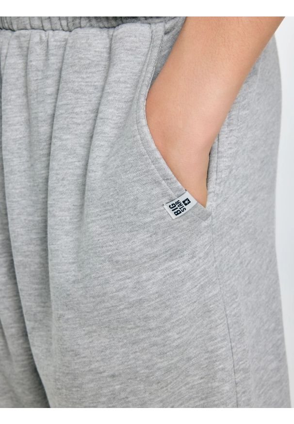 Big-Star - Spodnie chłopięce dresowe szare Polis 901. Okazja: na co dzień, na uczelnię. Kolor: szary. Materiał: dresówka. Wzór: aplikacja. Styl: casual, sportowy