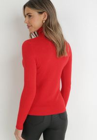 Born2be - Czerwony Klasyczny Golf z Bawełną Reilisea. Okazja: na co dzień. Typ kołnierza: golf. Kolor: czerwony. Materiał: bawełna. Styl: klasyczny #7