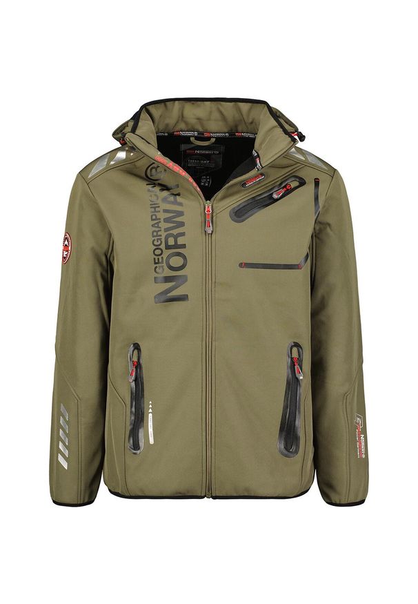 Softshell męski Geographical Norway ROYAUTE DB KAKI-NOIR, khaki.. Kolor: zielony, czarny, wielokolorowy. Materiał: poliester, elastan. Sezon: wiosna. Sport: turystyka piesza