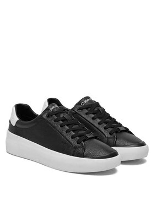 Calvin Klein Sneakersy Vulc Lace Up Lth HW0HW02214 Czarny. Kolor: czarny. Materiał: skóra