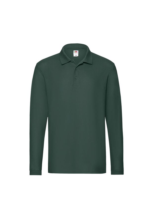 FRUIT OF THE LOOM - Męska Koszulka Polo Premium Z Długim Rękawem. Typ kołnierza: polo. Kolor: czerwony, wielokolorowy, zielony. Długość rękawa: długi rękaw. Długość: długie