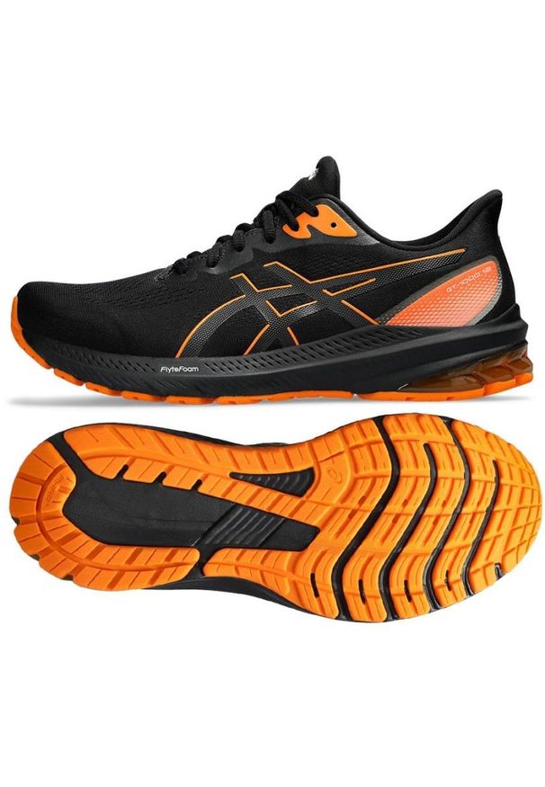 Buty Asics GT-1000 12 Gtx M 1011B684-001 czarne. Kolor: czarny. Materiał: syntetyk, guma. Szerokość cholewki: normalna