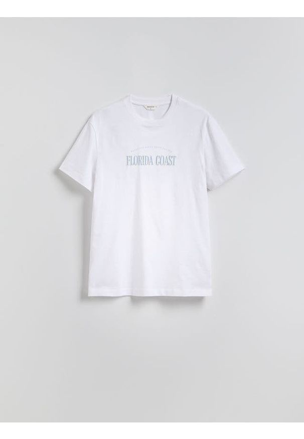 Reserved - T-shirt comfort z nadrukiem - złamana biel. Materiał: bawełna, dzianina. Wzór: nadruk