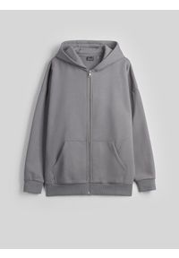 4f - 4F Bluza dresowa regular z kapturem damska - szara L. Okazja: na co dzień. Typ kołnierza: kaptur. Kolor: szary. Materiał: dresówka. Styl: casual #1