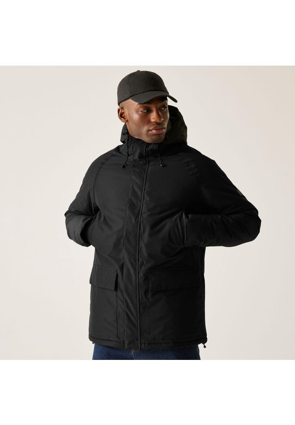 Regatta - Kurtka męska przejściowa przeciwdeszczowa Savon. Kolor: czarny. Materiał: materiał, puch. Sport: turystyka piesza