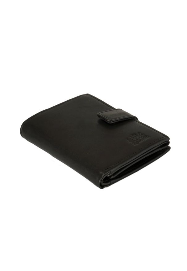Perfekt Plus - PERFEKT PLUS P/4 A RFID SECURE z zapinką czarny, portfel męski. Kolor: czarny. Materiał: skóra