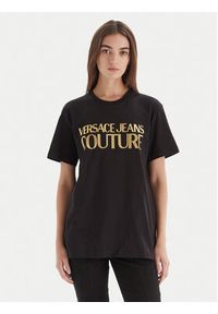 Versace Jeans Couture T-Shirt 79GAHT05 CJ00T Czarny Regular Fit. Kolor: czarny. Materiał: bawełna #6
