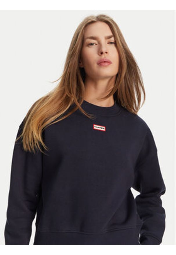 Hunter Bluza Tina HARW0042242 Granatowy Cropped Fit. Kolor: niebieski. Materiał: syntetyk, bawełna