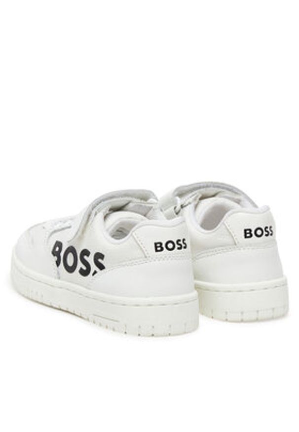 BOSS Sneakersy J51644 E Biały. Kolor: biały. Materiał: skóra