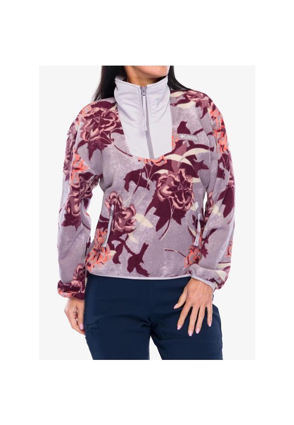 columbia - Polar damski Columbia Sequoia Grove Printed Half Zip. Kolor: różowy. Materiał: polar. Sport: turystyka piesza