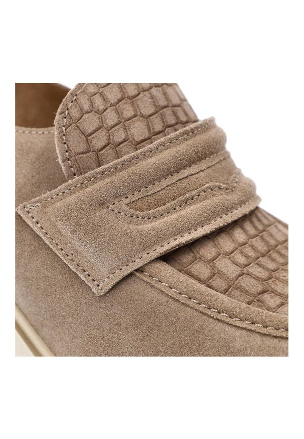 Beżowe Półbuty Lemar Wygodne Skórzane Buty. Okazja: na co dzień, na spotkanie biznesowe. Zapięcie: bez zapięcia. Kolor: beżowy. Materiał: skóra. Szerokość cholewki: normalna. Obcas: na obcasie. Styl: biznesowy, casual, elegancki. Wysokość obcasa: średni