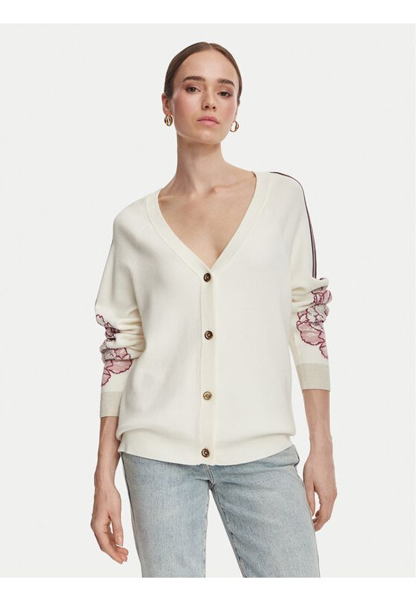 Liu Jo Sport Kardigan TF6093 MS49I Kremowy Regular Fit. Kolor: kremowy. Materiał: wiskoza. Styl: sportowy